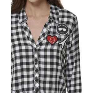 Karl Lagerfield Paris Black & White Plaid Shirt with Patches